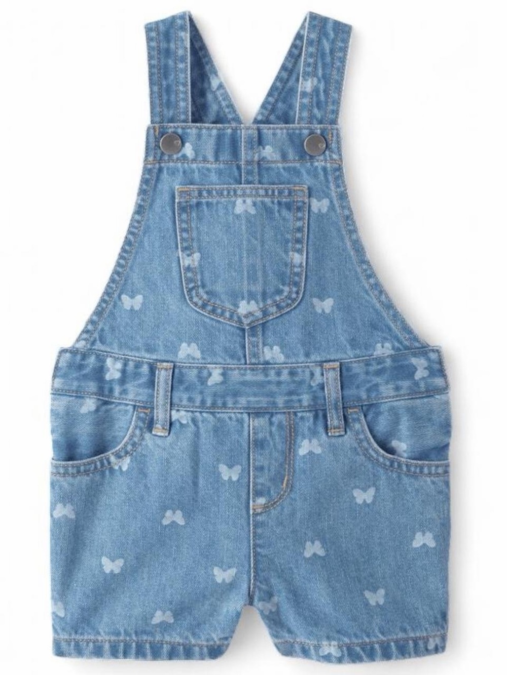 NWT Toddler Girls Butterfly Denim Shortalls 18-24 Months